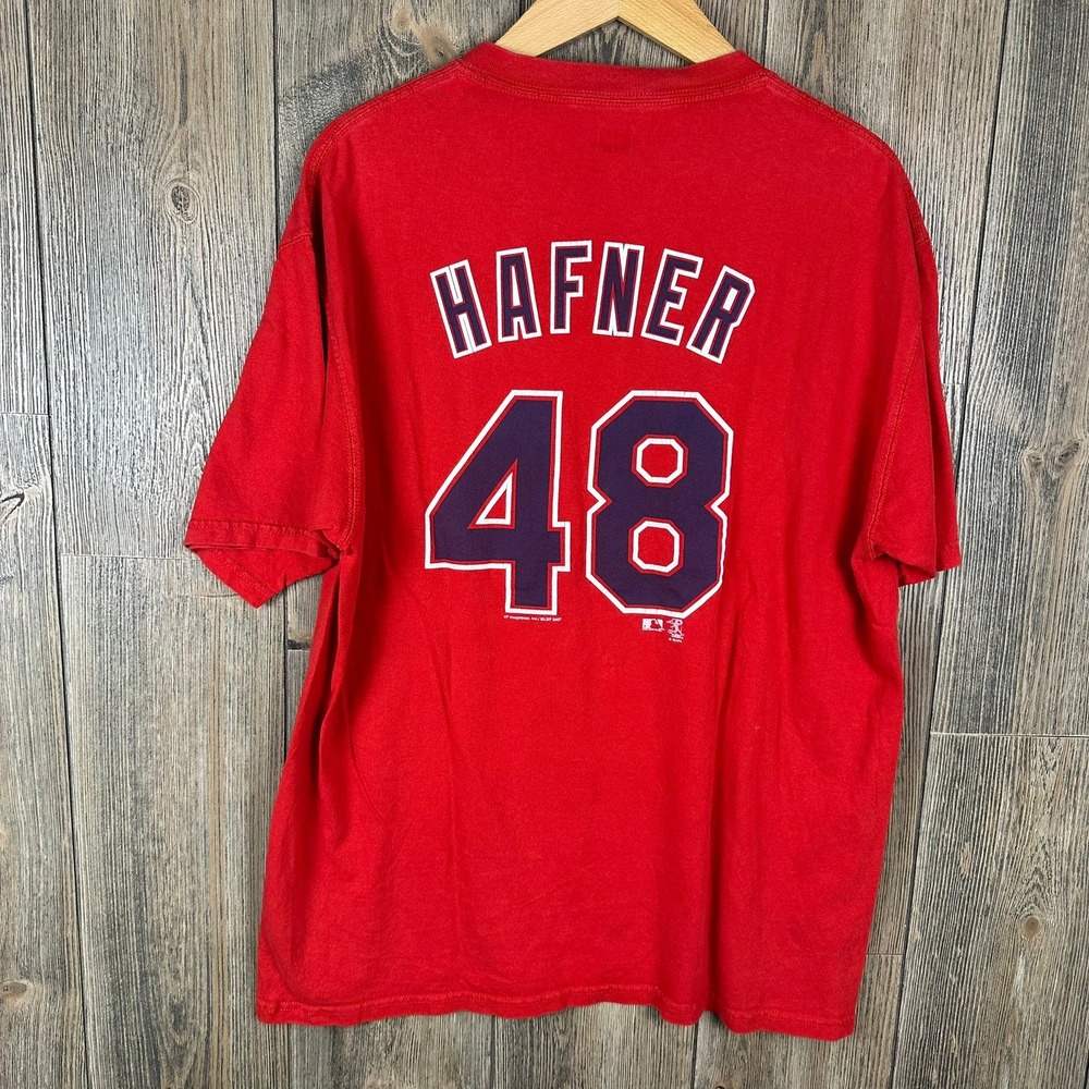 MLB Cleveland Indians Travis Hafner #48 Baseball T-Shirt Red Men Large Guardians